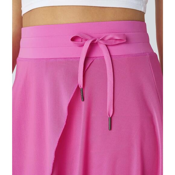 Halara Midi Skirt Size Large High Waist Pink Mesh 2-in-1 Pocket Flowy Casual, L - Picture 4 of 11
